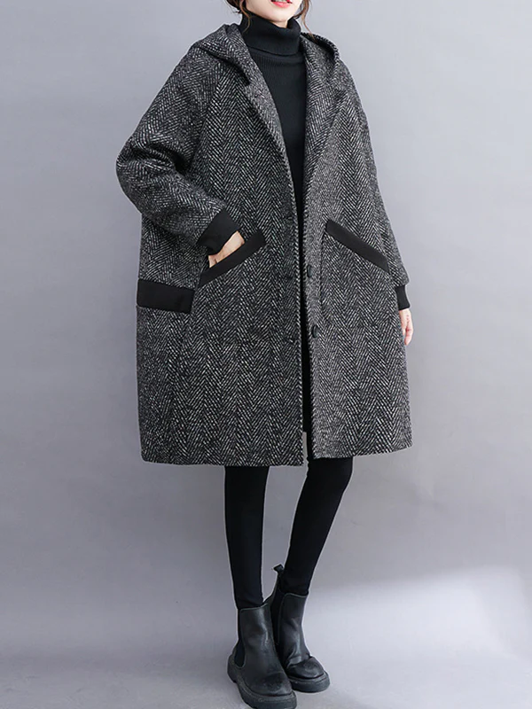 Original Creation Long Sleeves Loose Keep Warm Hooded Outerwear - Image 6