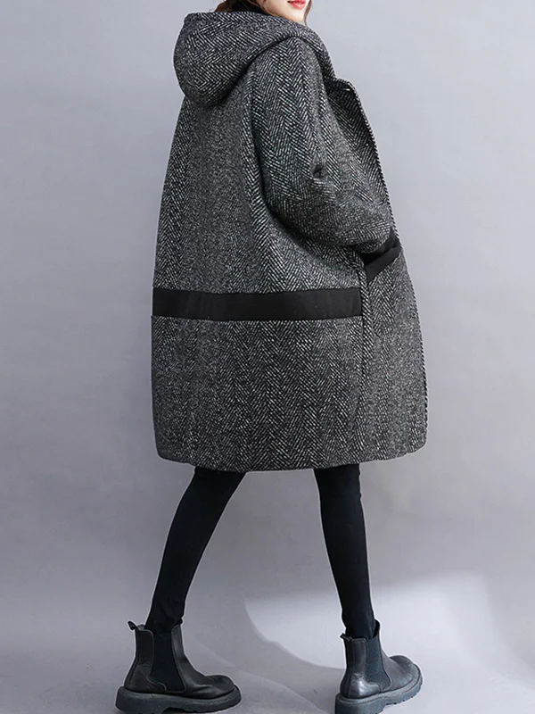 Original Creation Long Sleeves Loose Keep Warm Hooded Outerwear - Image 7