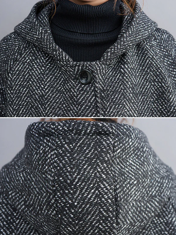Original Creation Long Sleeves Loose Keep Warm Hooded Outerwear - Image 8