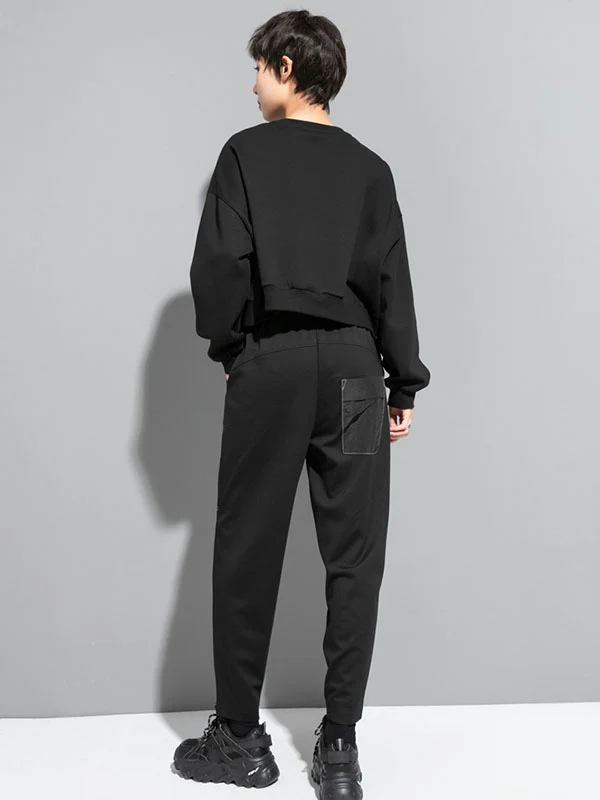 Original Creation Loose Batwing Sleeves Contrast Color Split-Joint Round-Neck Sweatshirt Tops - Image 10