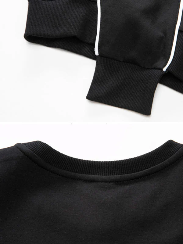 Original Creation Loose Batwing Sleeves Contrast Color Split-Joint Round-Neck Sweatshirt Tops - Image 14