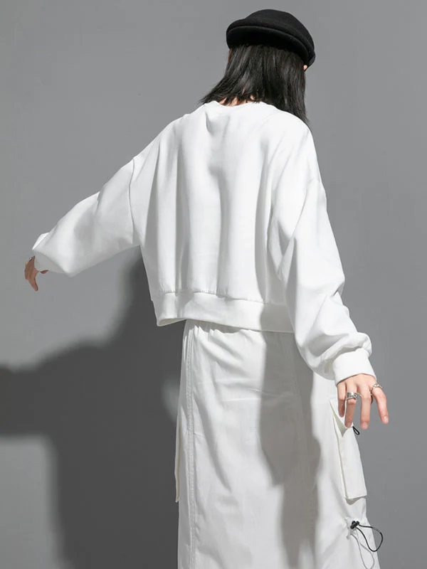 Original Creation Loose Batwing Sleeves Contrast Color Split-Joint Round-Neck Sweatshirt Tops - Image 4