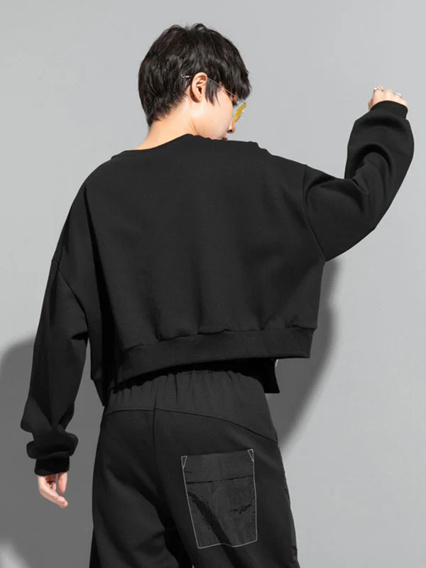 Original Creation Loose Batwing Sleeves Contrast Color Split-Joint Round-Neck Sweatshirt Tops - Image 7