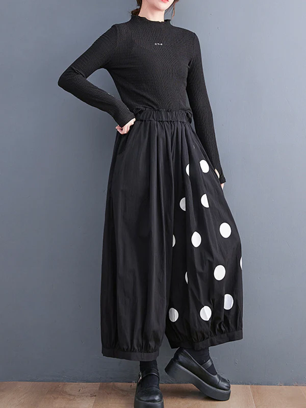 Original Creation Loose Wide Leg Polka-Dot Casual Pants Bottoms - Image 4