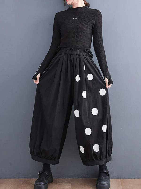 Original Creation Loose Wide Leg Polka-Dot Casual Pants Bottoms - Image 5