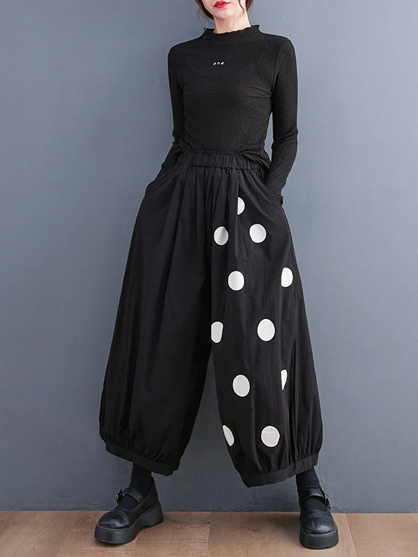Original Creation Loose Wide Leg Polka-Dot Casual Pants Bottoms - Image 6