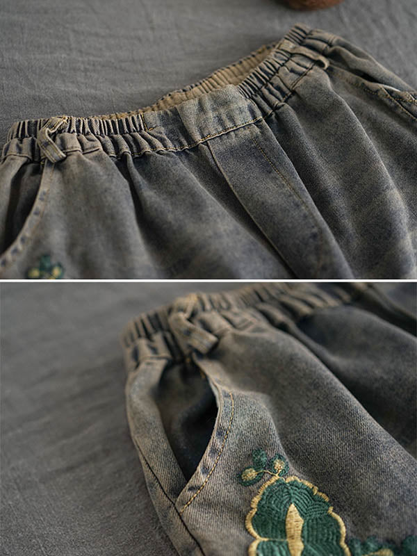 Original Embroidered Wide-Leg Column Jean Pants - Image 10
