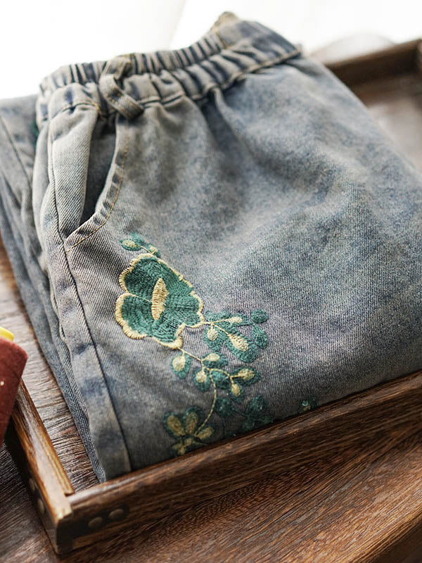 Original Embroidered Wide-Leg Column Jean Pants - Image 13
