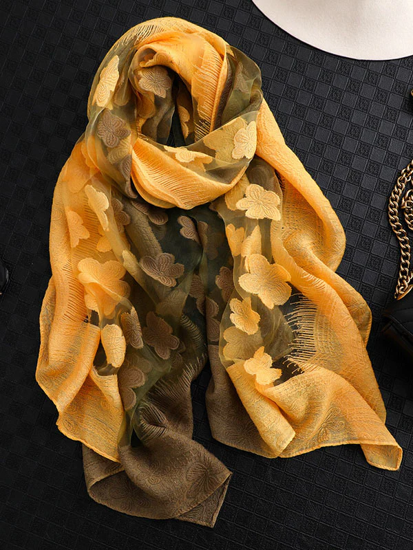 Original Floral Sun-Protection Silk Scarf - Image 10