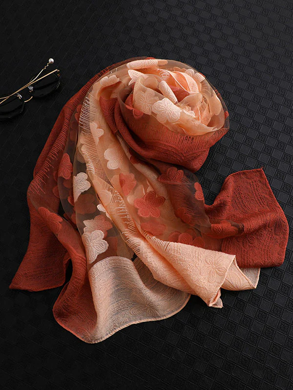 Original Floral Sun-Protection Silk Scarf - Image 12