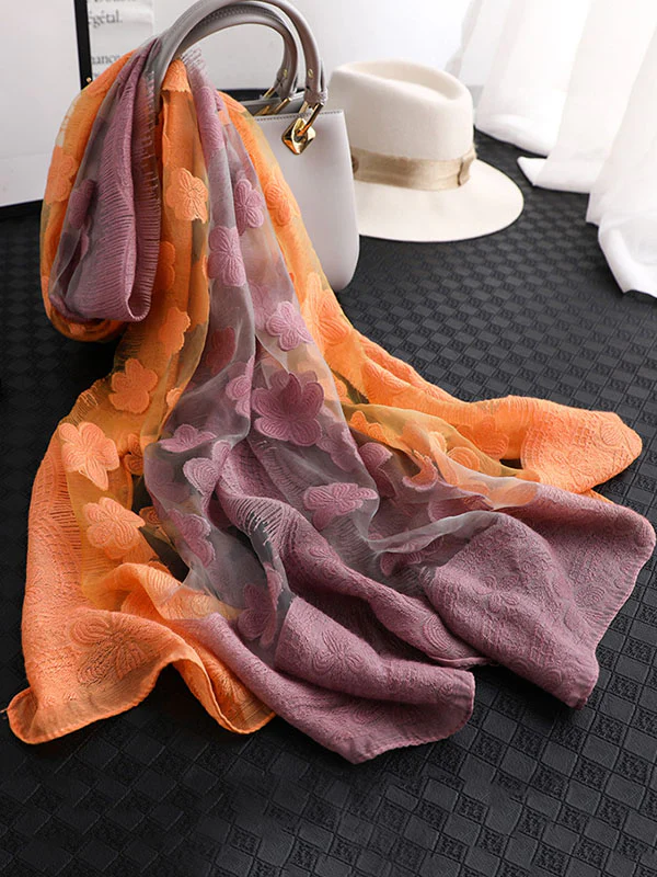 Original Floral Sun-Protection Silk Scarf - Image 13