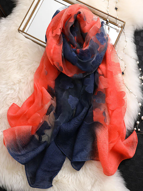Original Floral Sun-Protection Silk Scarf - Image 16