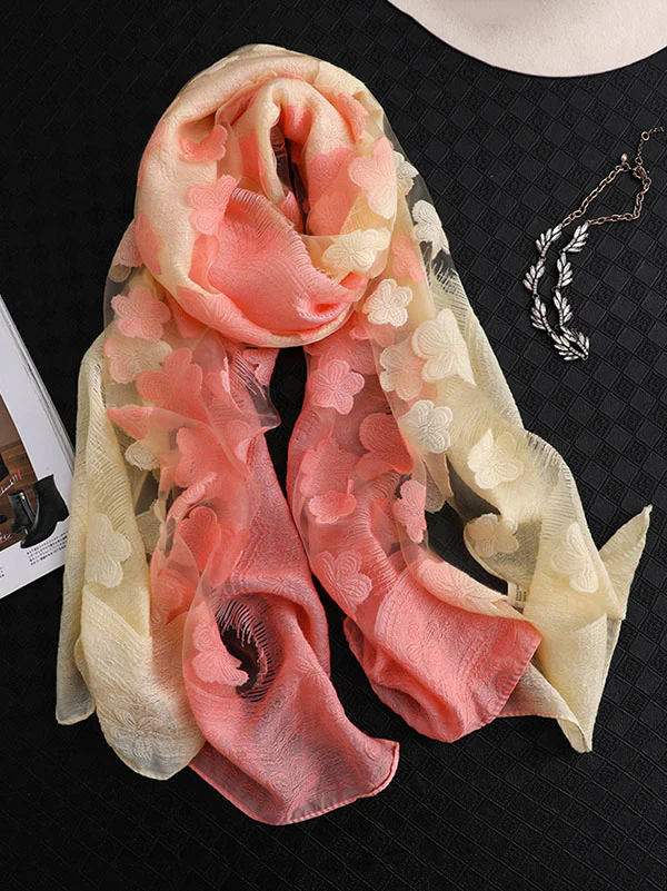 Original Floral Sun-Protection Silk Scarf - Image 17