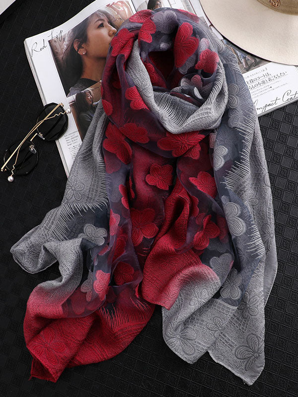 Original Floral Sun-Protection Silk Scarf - Image 18