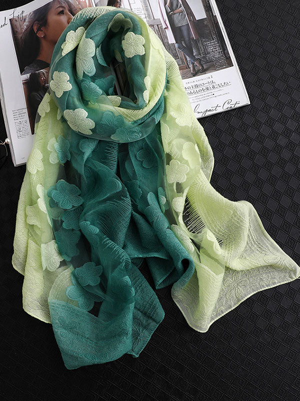 Original Floral Sun-Protection Silk Scarf - Image 19