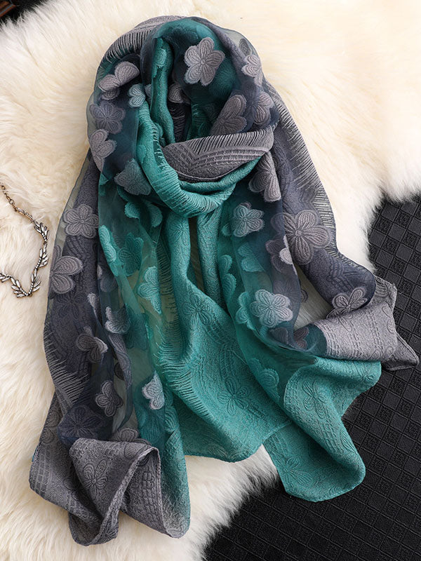 Original Floral Sun-Protection Silk Scarf - Image 2