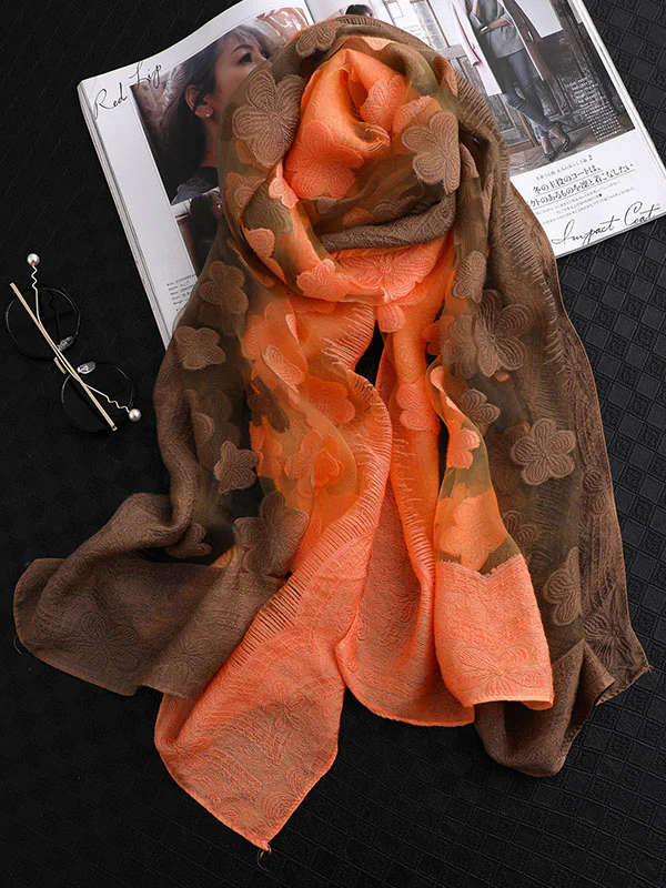 Original Floral Sun-Protection Silk Scarf - Image 20