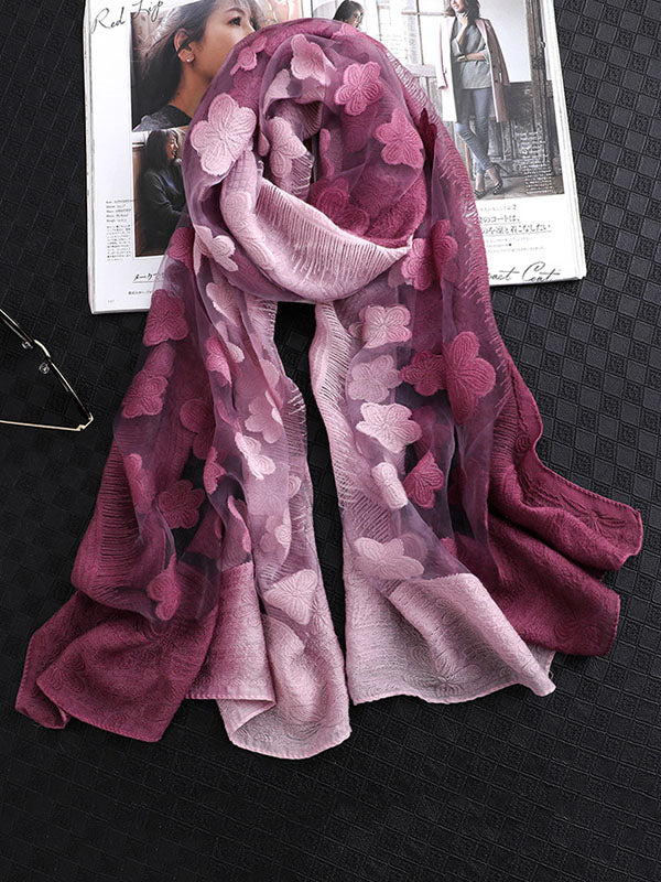 Original Floral Sun-Protection Silk Scarf - Image 21
