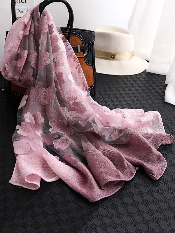 Original Floral Sun-Protection Silk Scarf - Image 22