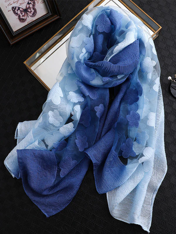 Original Floral Sun-Protection Silk Scarf - Image 23