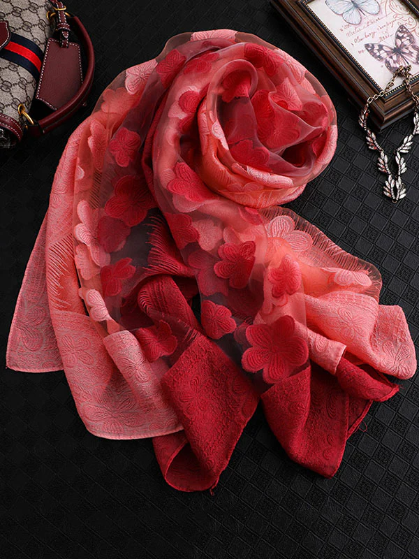 Original Floral Sun-Protection Silk Scarf - Image 25