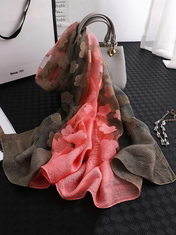Original Floral Sun-Protection Silk Scarf - Image 27