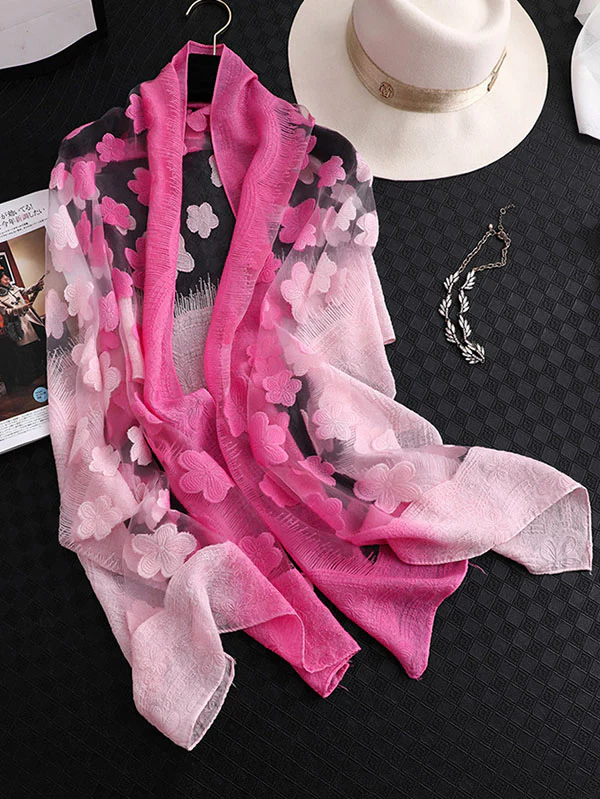 Original Floral Sun-Protection Silk Scarf - Image 28