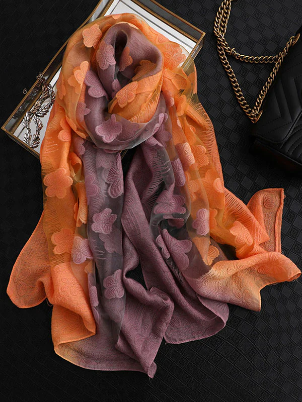 Original Floral Sun-Protection Silk Scarf - Image 29