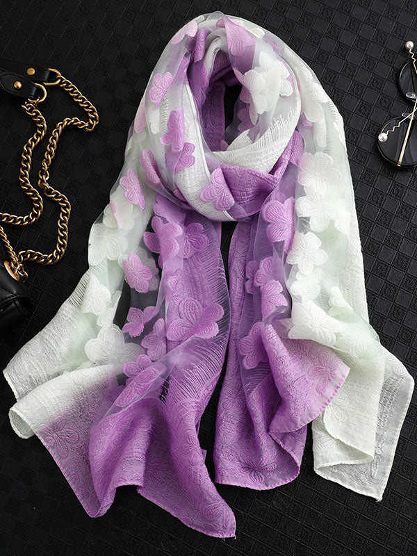 Original Floral Sun-Protection Silk Scarf - Image 3