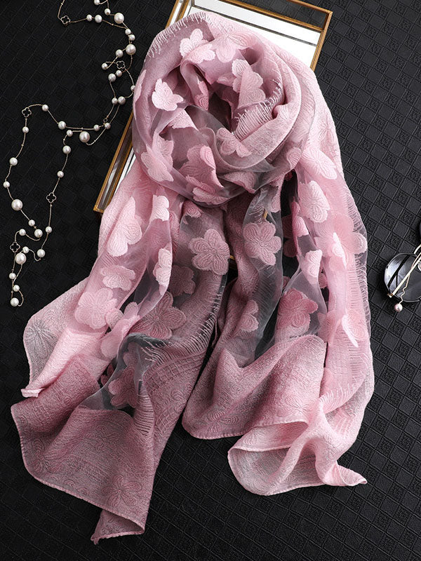 Original Floral Sun-Protection Silk Scarf - Image 5