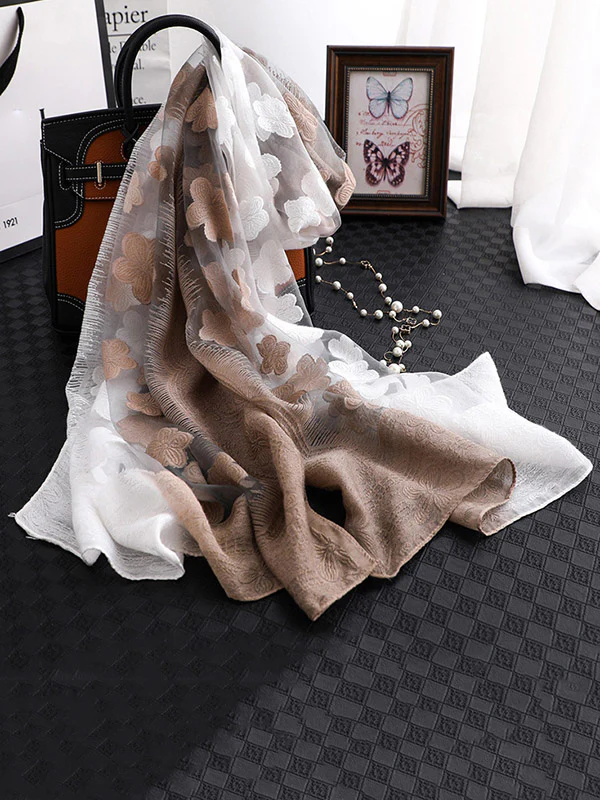 Original Floral Sun-Protection Silk Scarf - Image 6