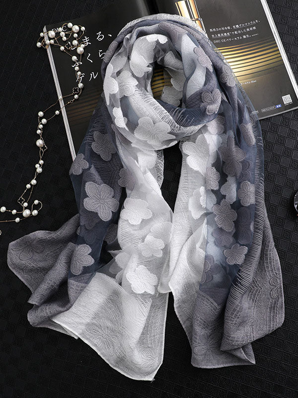 Original Floral Sun-Protection Silk Scarf - Image 7