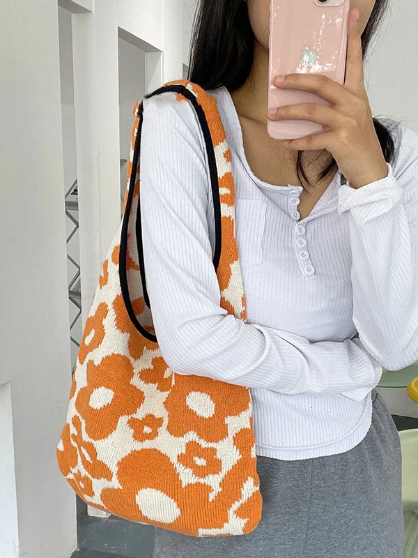 Original Floral Weave Contrast Color Bags Accessories - Image 3