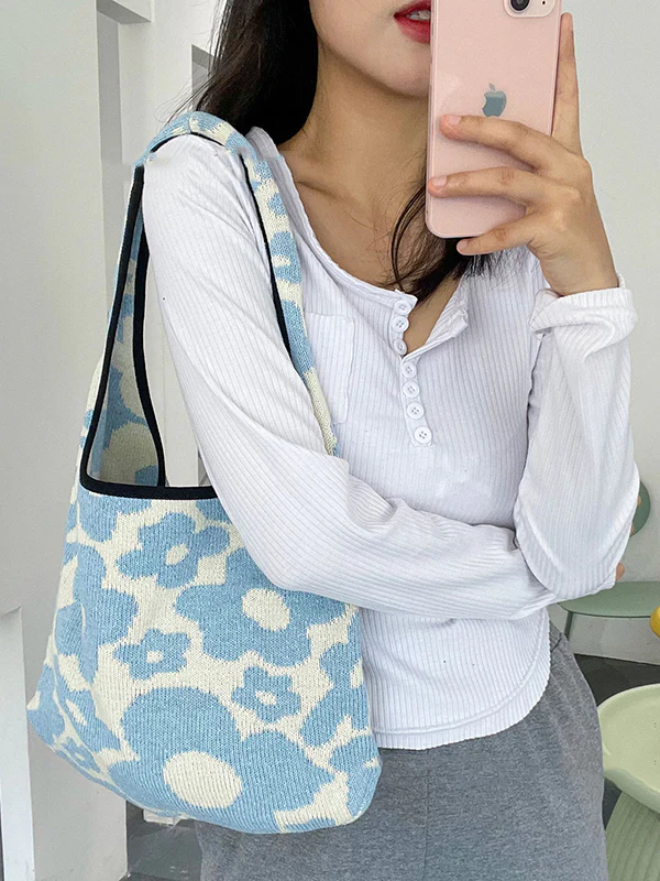 Original Floral Weave Contrast Color Bags Accessories - Image 4