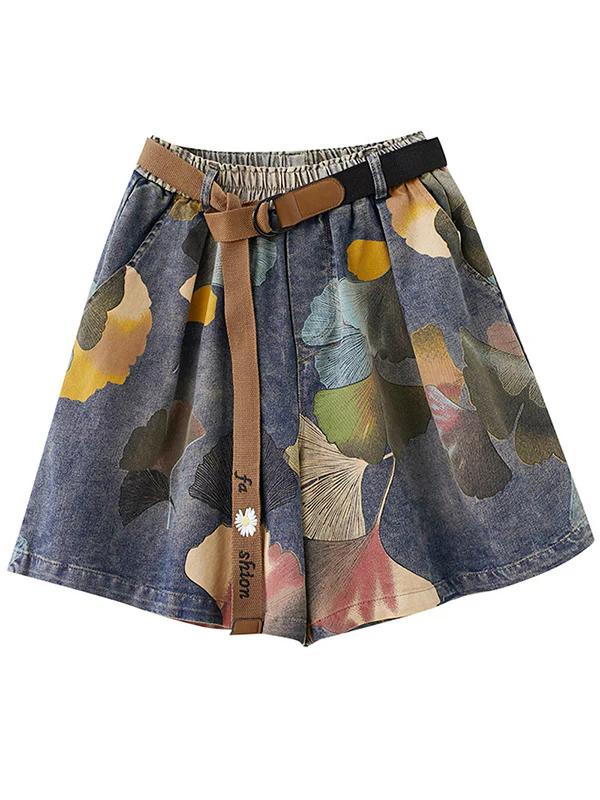Original Floral Wide Leg Denim Shorts Bottoms - Image 10