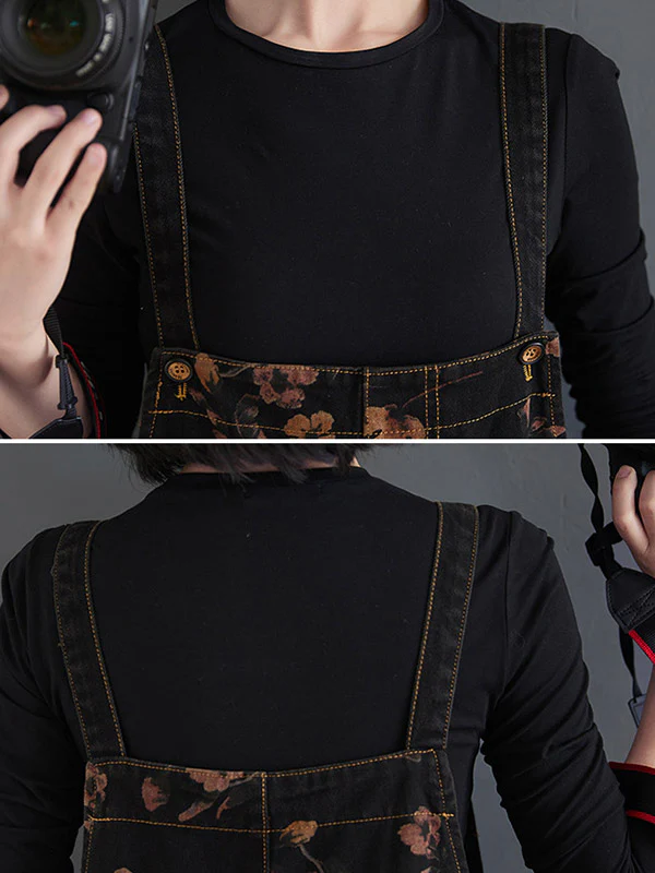 Original Floral With Pocket Harem Denim Overalls - Image 9