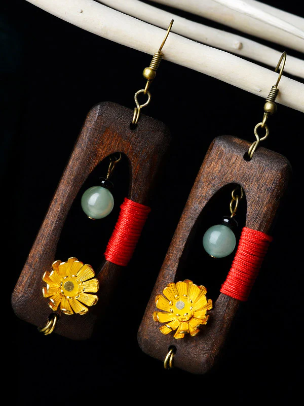Original Geometry Split-Joint Wooden Earrings Accessories - Image 3