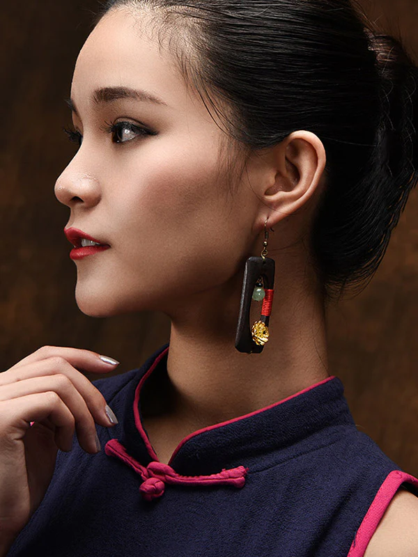Original Geometry Split-Joint Wooden Earrings Accessories - Image 7