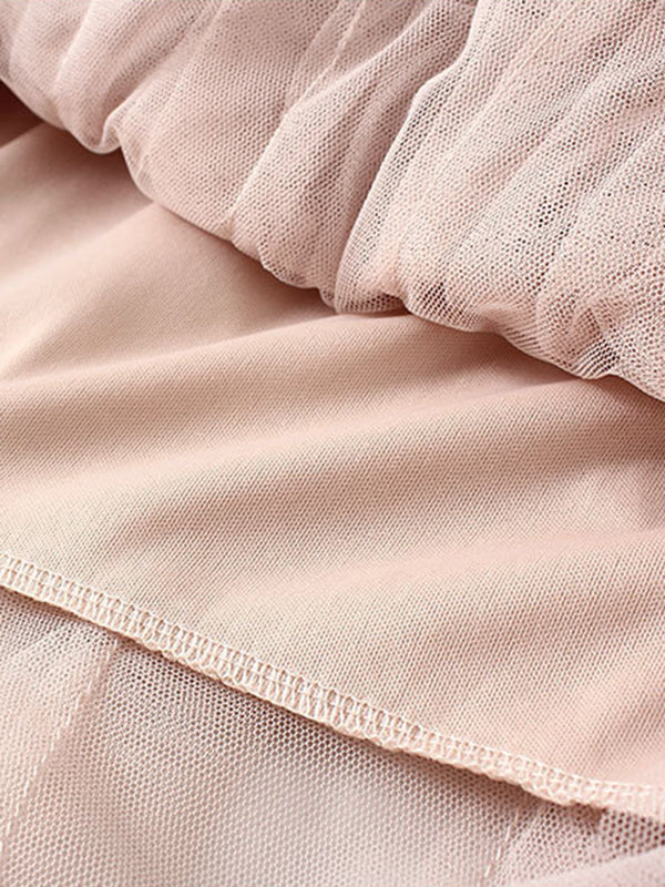 Original Irregular Mesh 4 Colors Falbala Pleated Elasticity Skirt - Image 10