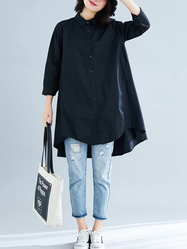 Original Irregularity Solid Blouses&Shirts - Image 10
