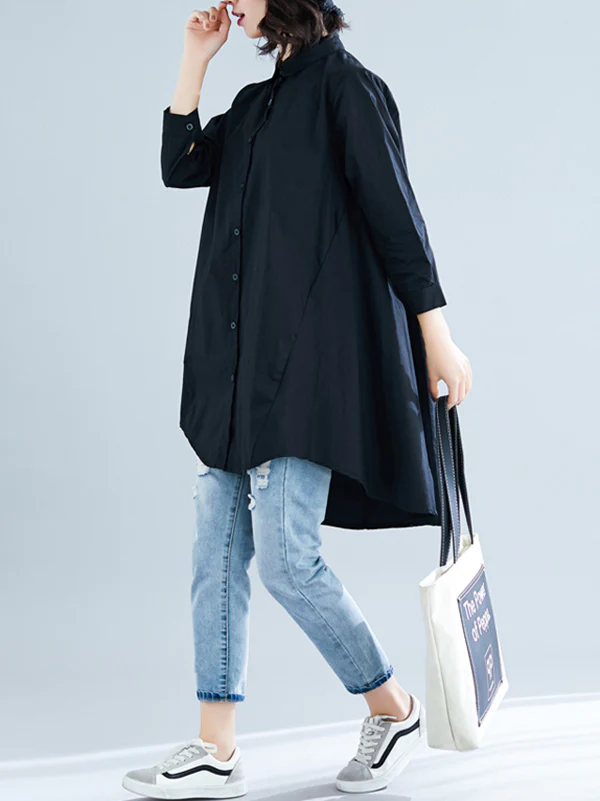 Original Irregularity Solid Blouses&Shirts - Image 12