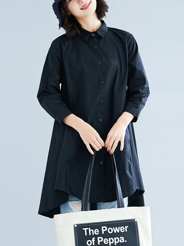 Original Irregularity Solid Blouses&Shirts - Image 15