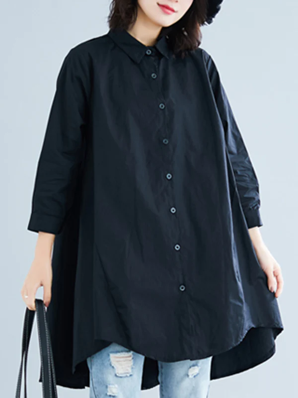Original Irregularity Solid Blouses&Shirts - Image 16