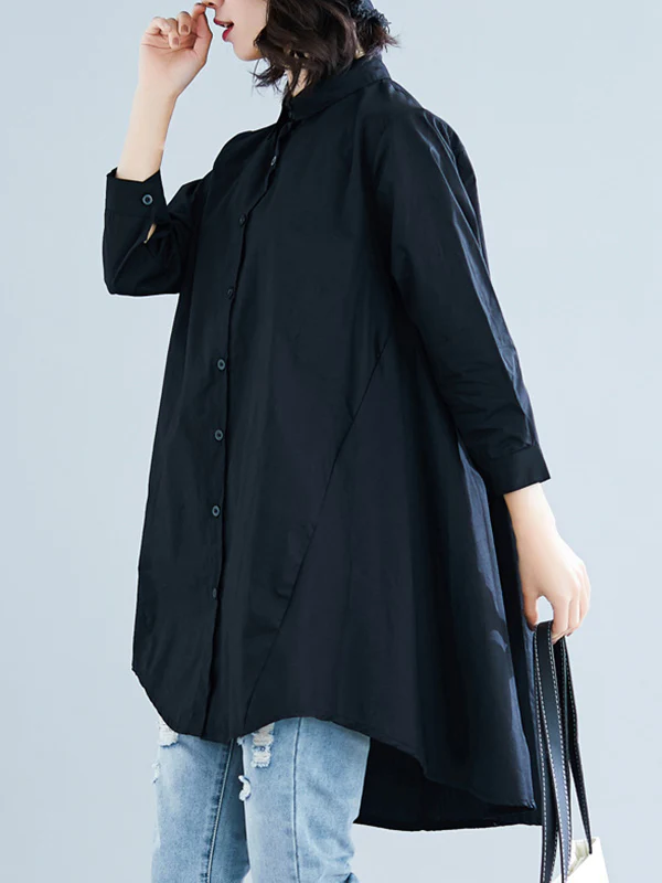 Original Irregularity Solid Blouses&Shirts - Image 17