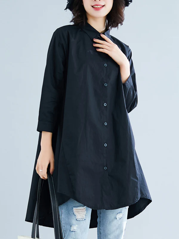 Original Irregularity Solid Blouses&Shirts - Image 2