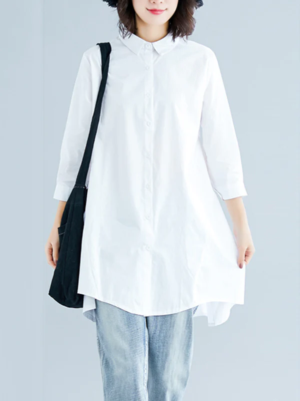 Original Irregularity Solid Blouses&Shirts - Image 3