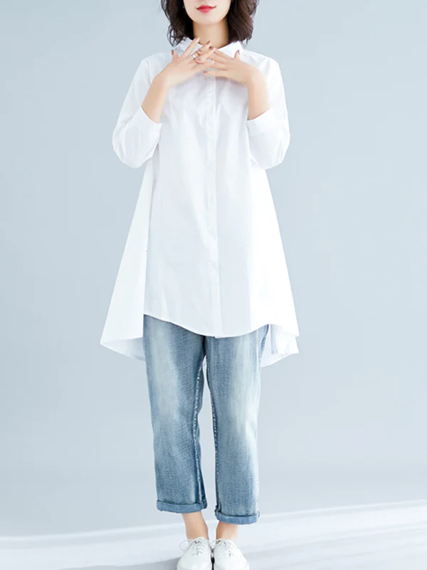 Original Irregularity Solid Blouses&Shirts - Image 6