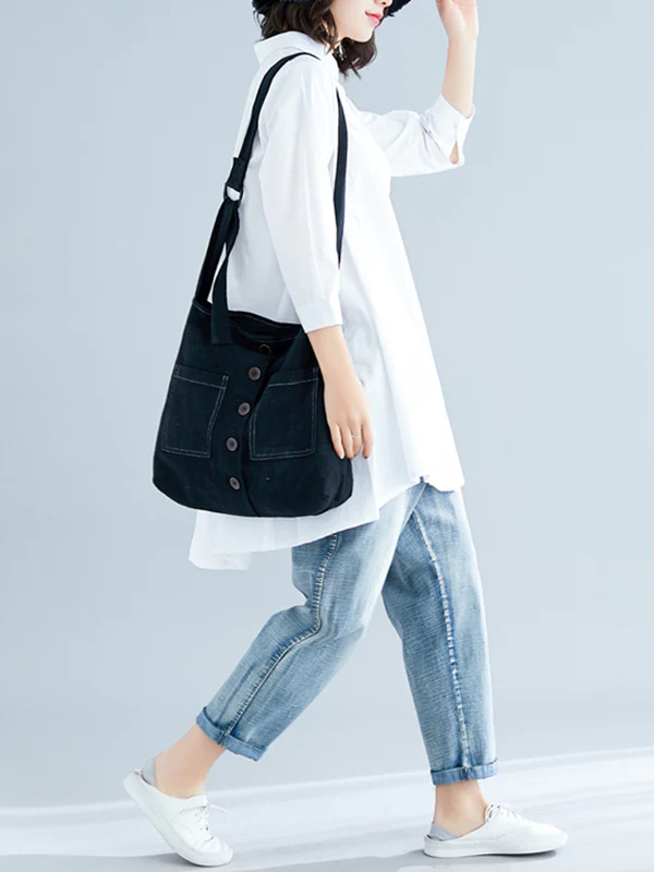 Original Irregularity Solid Blouses&Shirts - Image 7