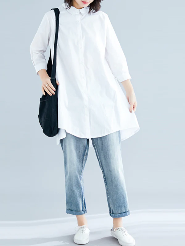 Original Irregularity Solid Blouses&Shirts - Image 8
