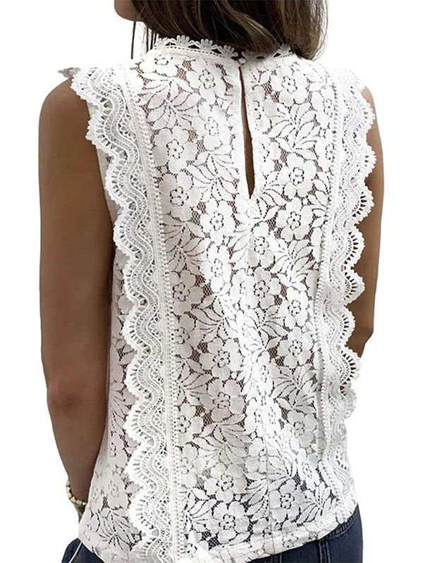 Original Lace Solid Color Loose Vest Top - Image 10
